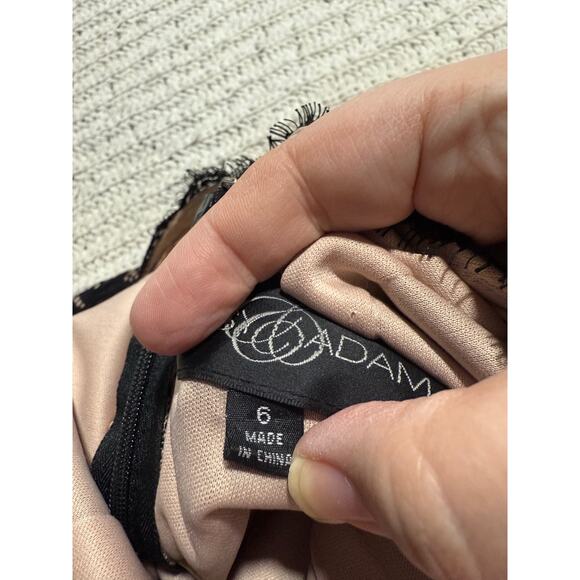 Betsy & Adam Maxi Mermaid Lace Dress Formal Cut Out Back Lined Size 6 Black Nude - Picture 12 of 16